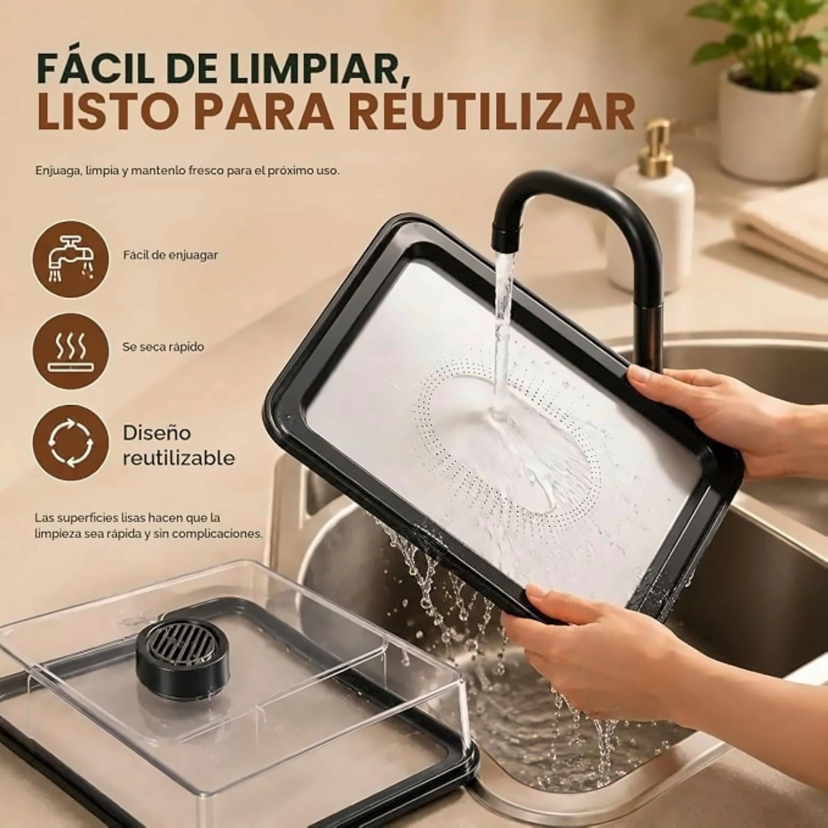 Bandeja descongeladora rápida que mantiene la comida jugosa